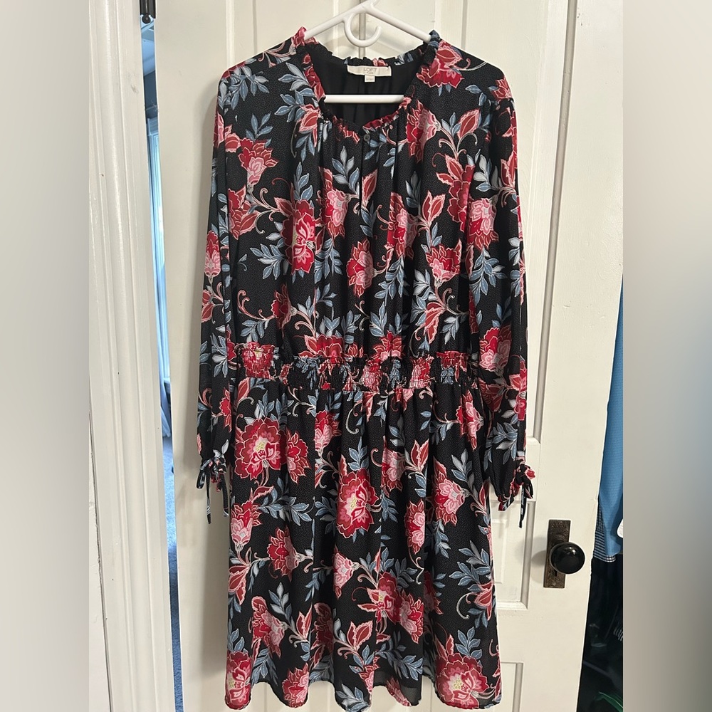 LOFT Paisley Smocked Flare Dress Size 22